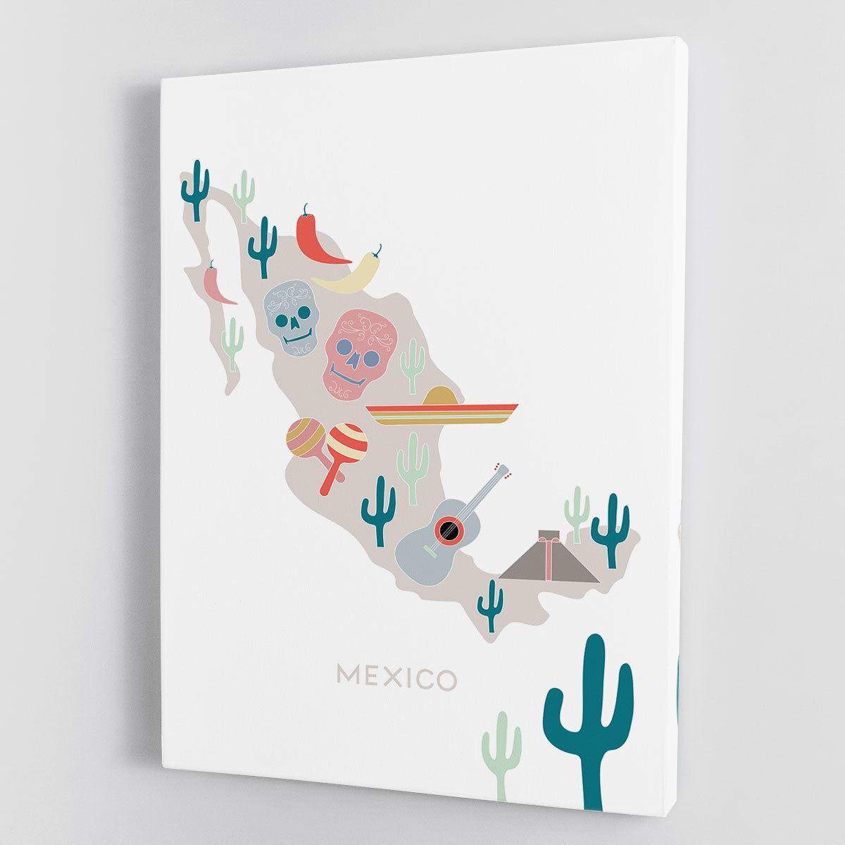 Mexico Map Canvas Print or Poster - 1x - 1