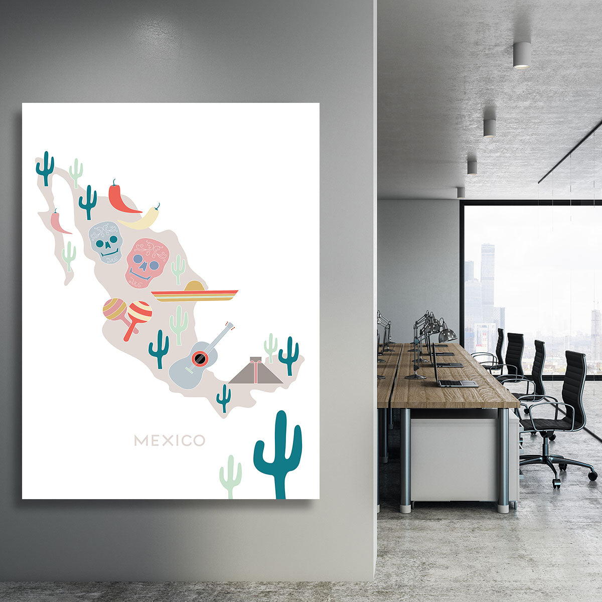 Mexico Map Canvas Print or Poster - 1x - 3