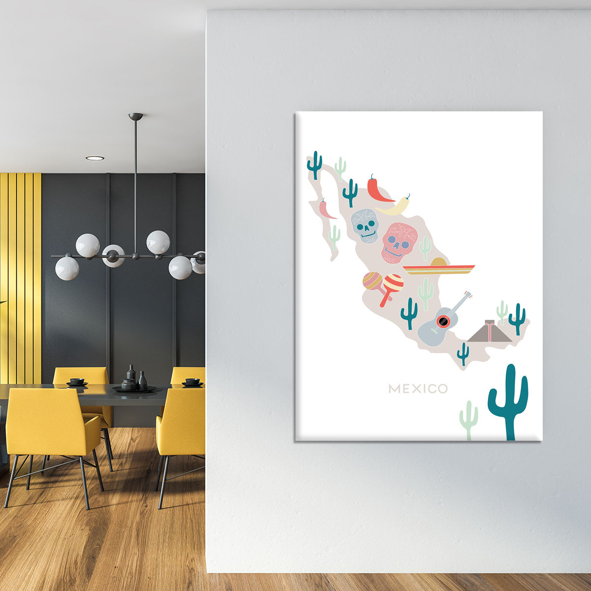 Mexico Map Canvas Print or Poster - 1x - 4