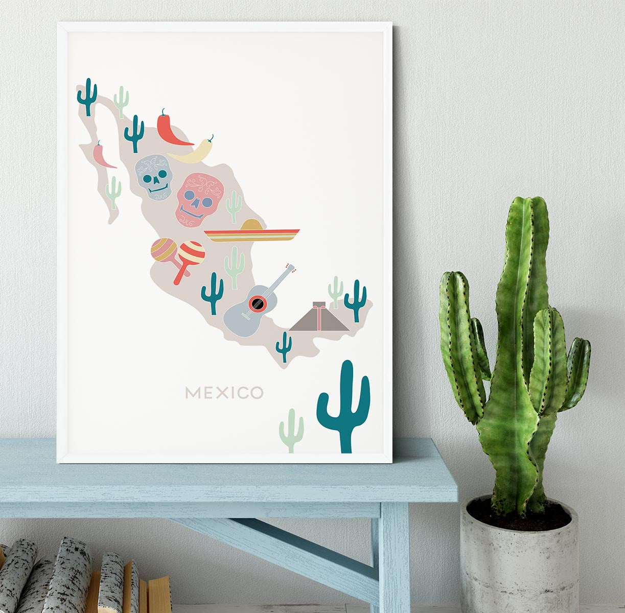 Mexico Map Framed Print - 1x -6