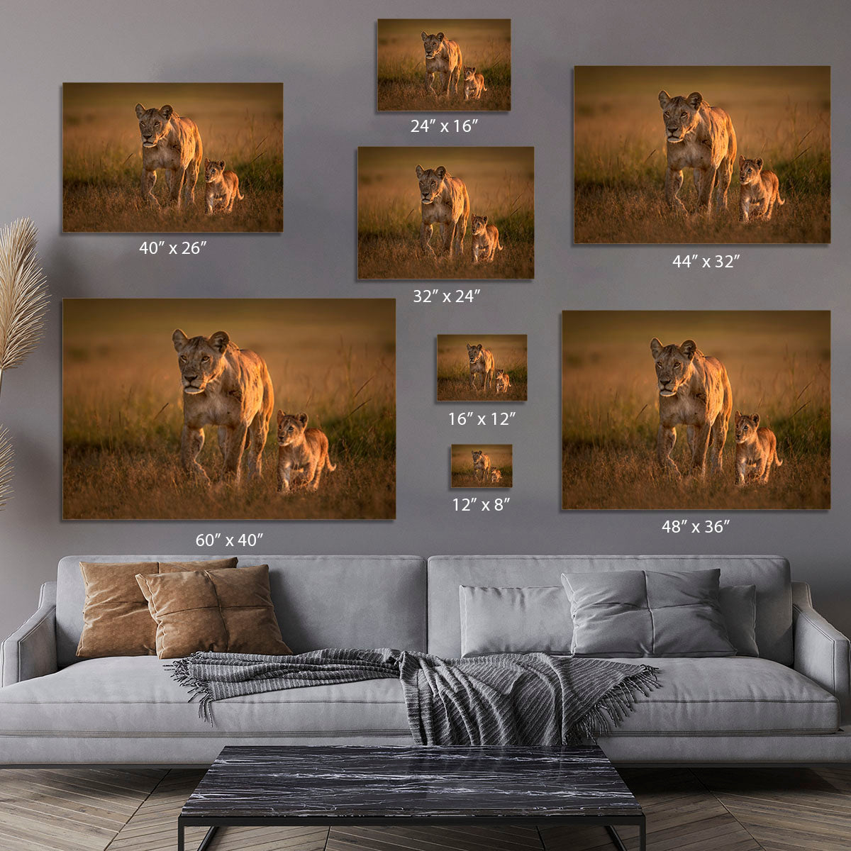 Mom lioness with cub Canvas Print or Poster - 1x - 7