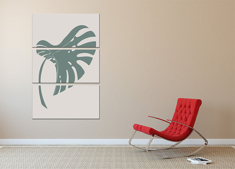 Monstera Bent Green 3 Split Panel Canvas Print - 1x - 2