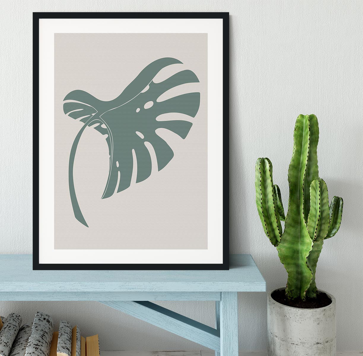 Monstera Bent Green Framed Print - 1x - 1