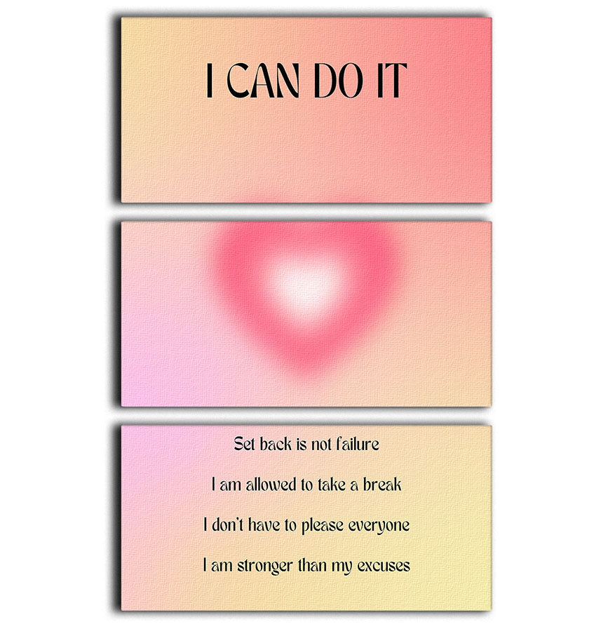 Motivational Glow Print 3 Split Panel Canvas Print - Canvas Art Rocks - 1