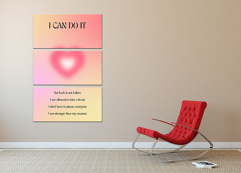 Motivational Glow Print 3 Split Panel Canvas Print - Canvas Art Rocks - 2