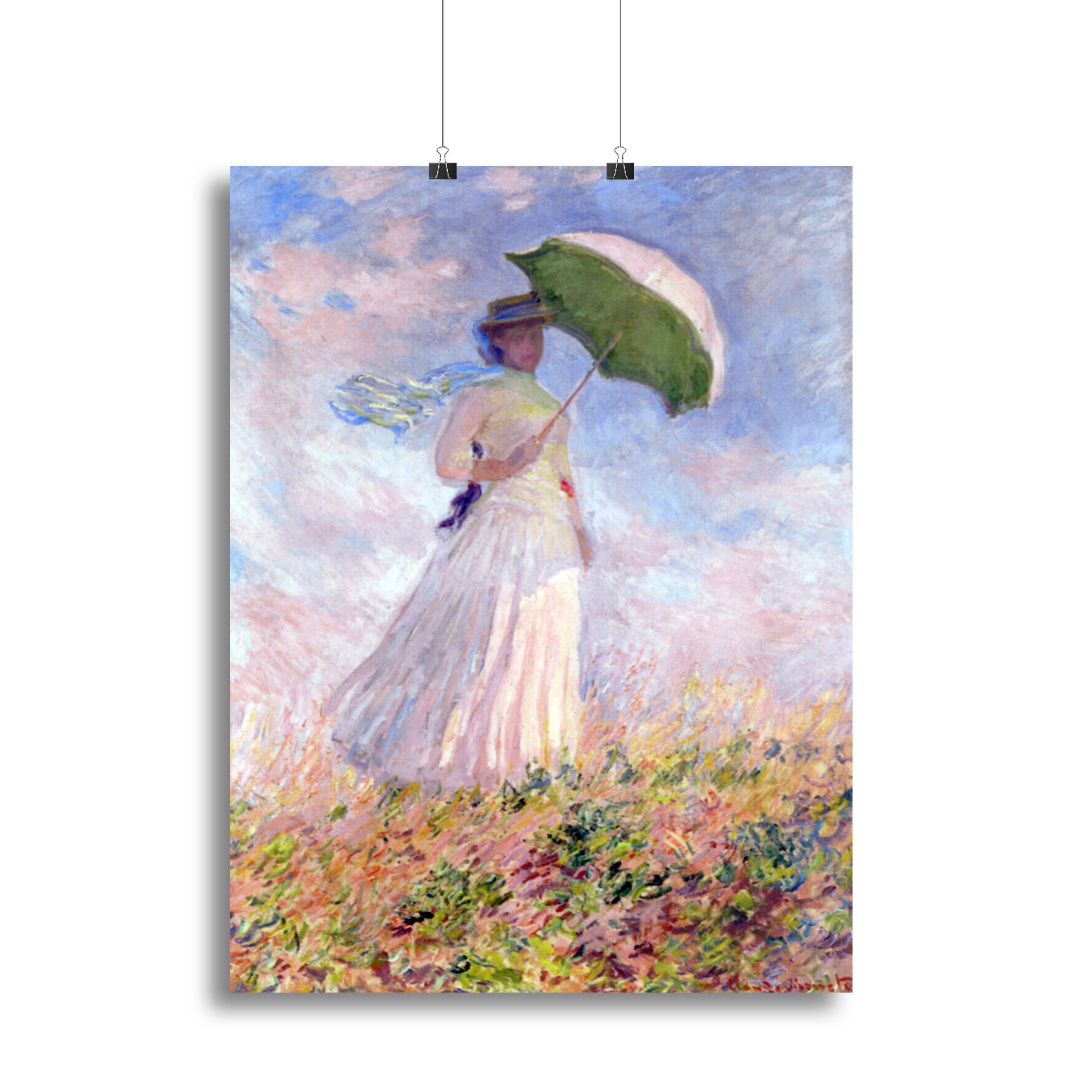 Nainen ja paivanvarjo by Monet Poster - Unframed
