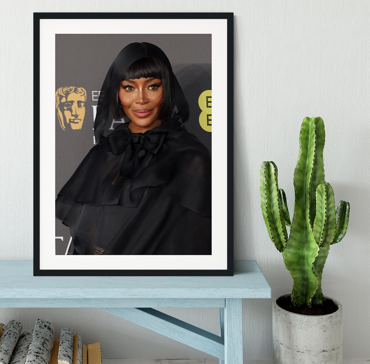 Naomi Campbell at the Baftas Framed Print - Canvas Art Rocks - 1