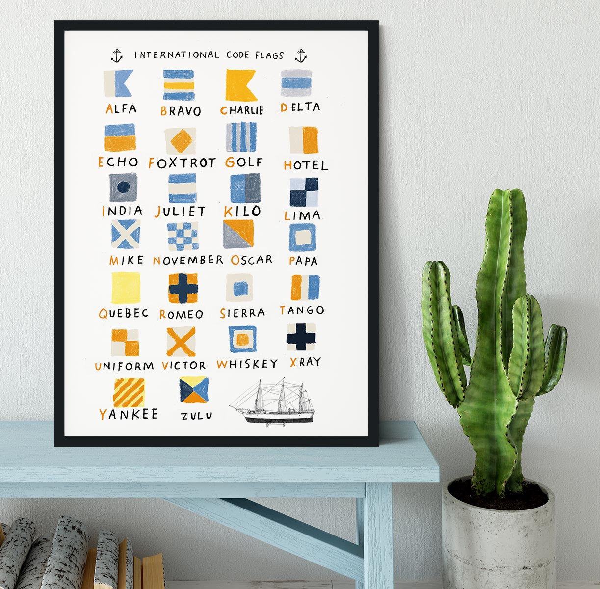 Nautical Flags Framed Print - 1x - 2