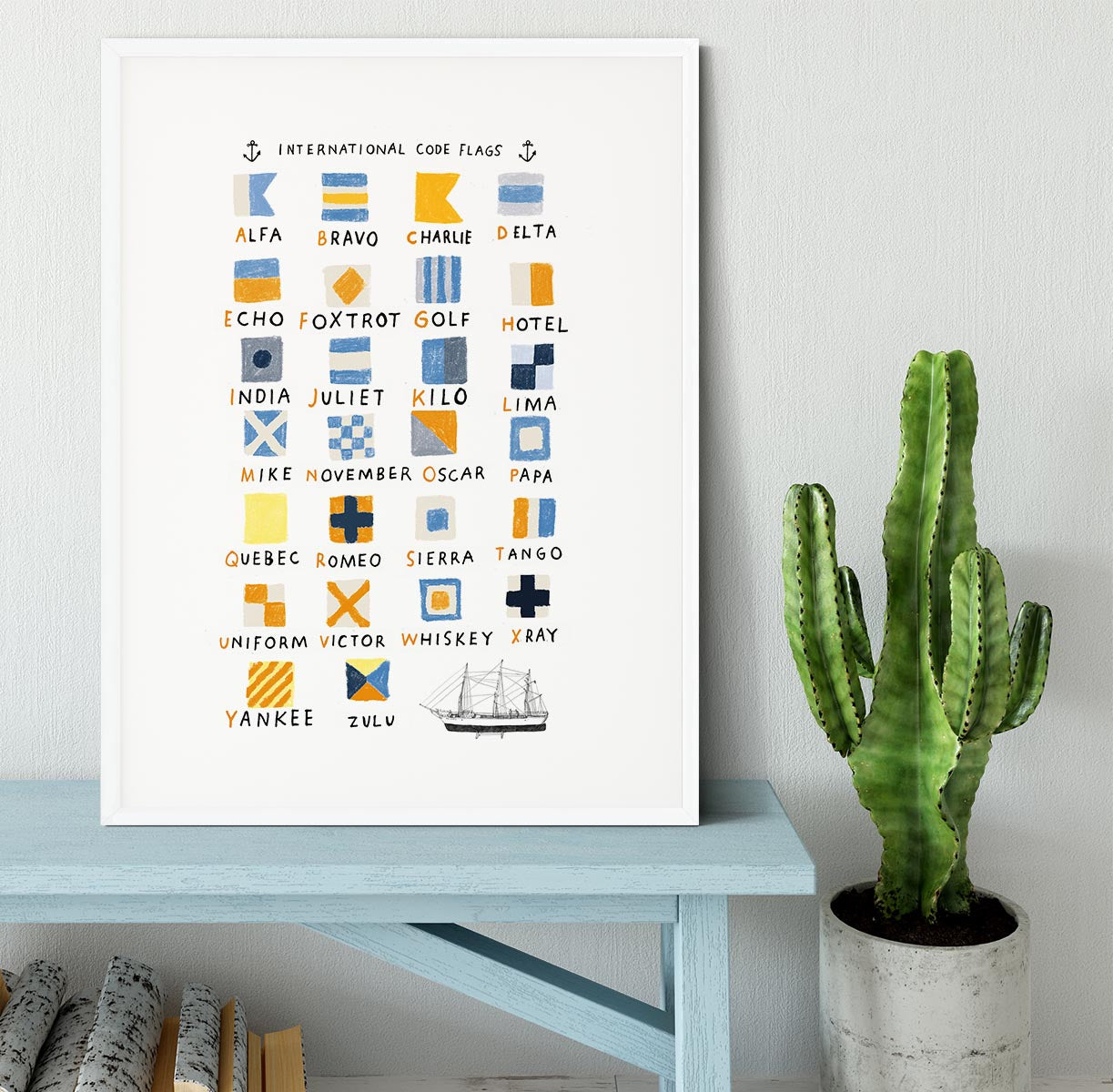 Nautical Flags Framed Print - 1x - 5