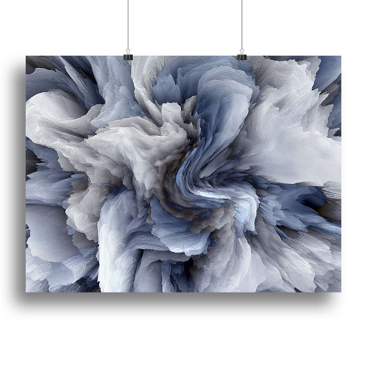Navy and White Abstract Watercolour Poster - Unframed