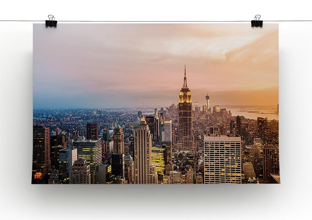 New York skyline skyscrapers at sunset Poster - Unframed