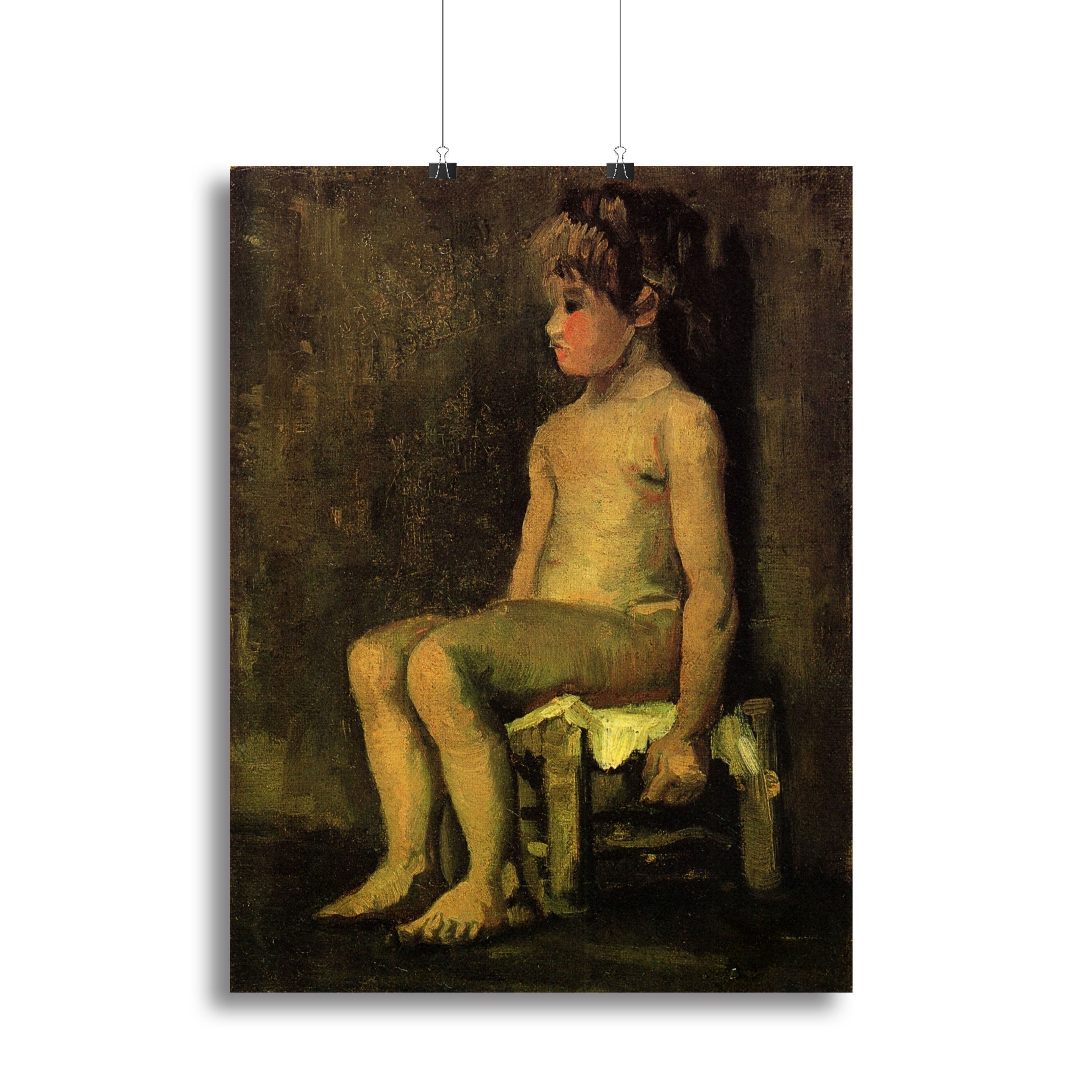 Nude Study of a Little Girl Seated by Van Gogh Poster - Unframed