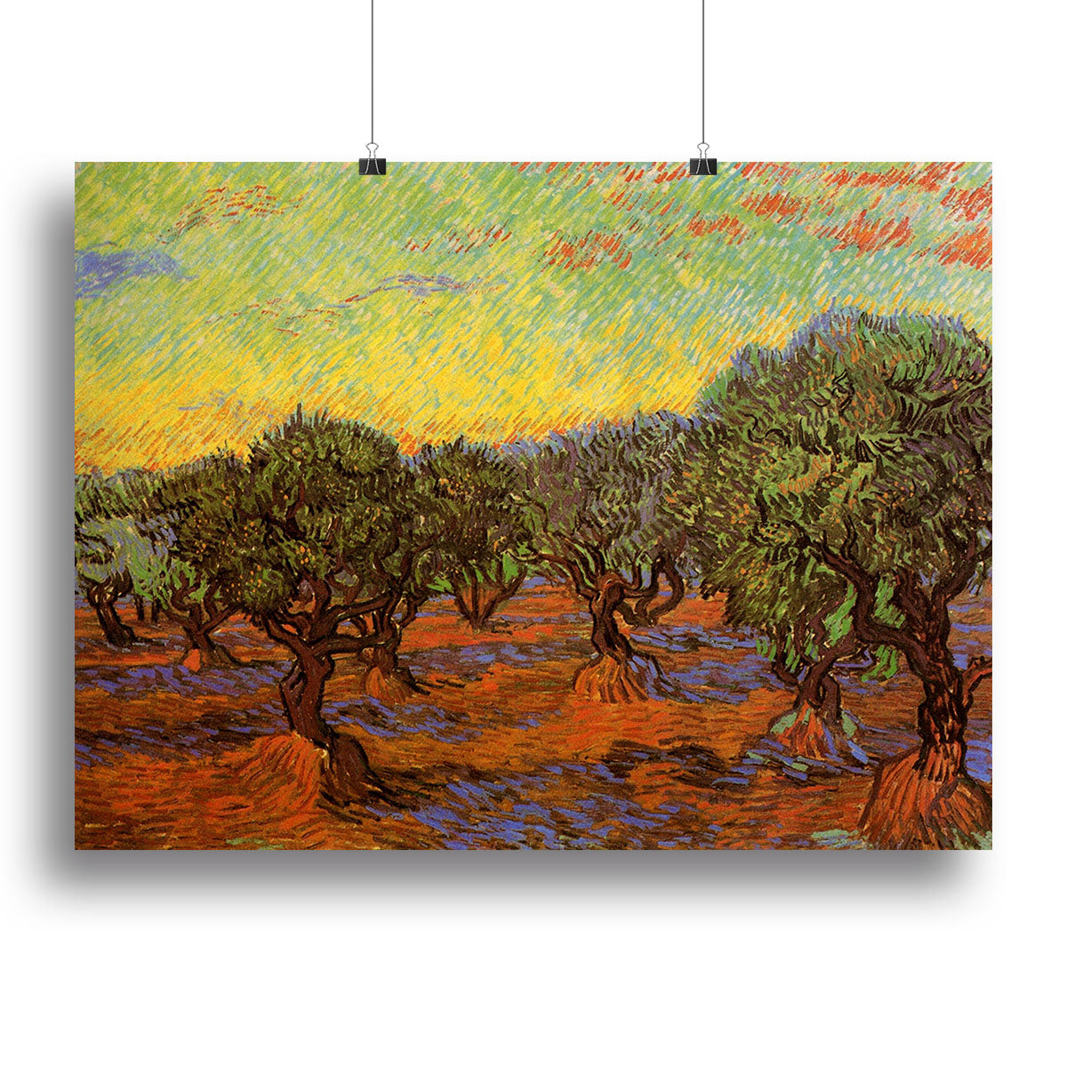 Olive Grove Orange Sky by Van Gogh Poster - Unframed