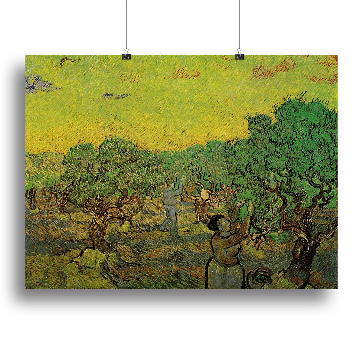 Olive Grove with Picking Figures by Van Gogh Poster - Unframed
