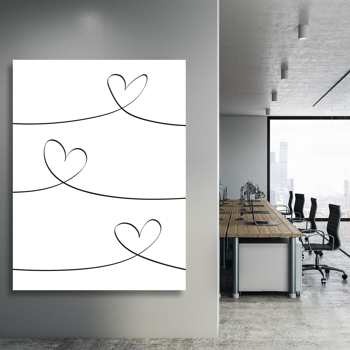 One Line Canvas Print or Poster - 1x - 3