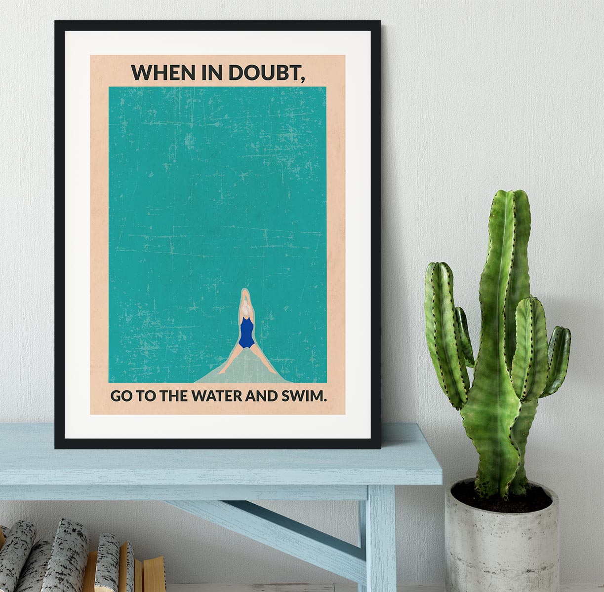 Open Water grey Framed Print - 1x - 1