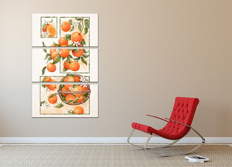 Orange Blossom Lock 3 Split Panel Canvas Print - Canvas Art Rocks - 2