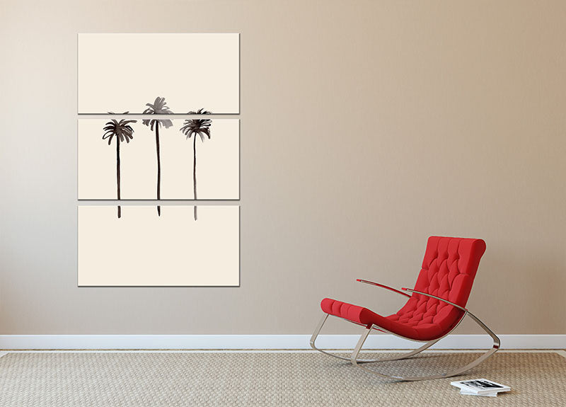 Palm Trees Ink 3 Split Panel Canvas Print - 1x - 2