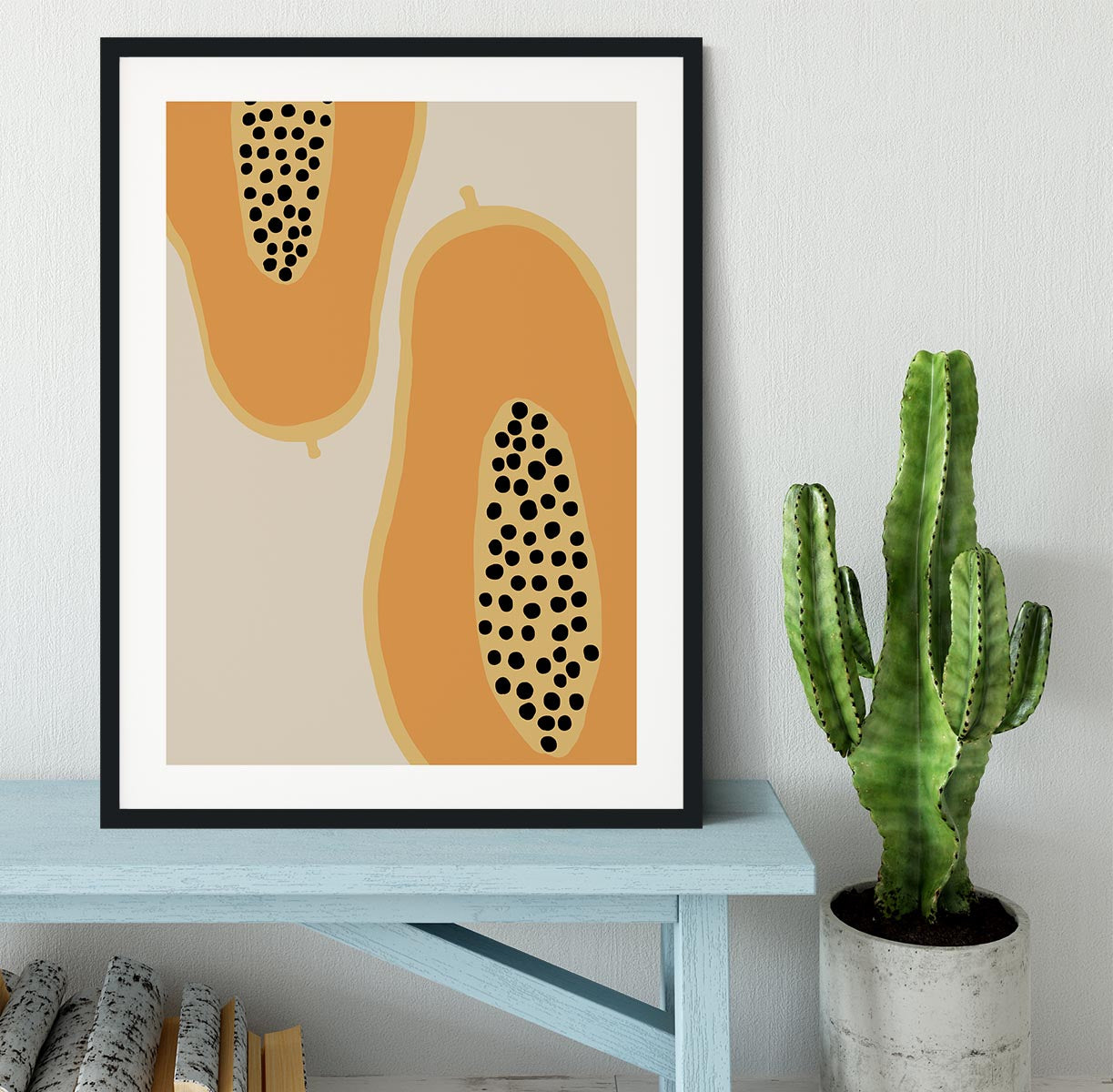 Papaya Minimalist Framed Print - Canvas Art Rocks - 1