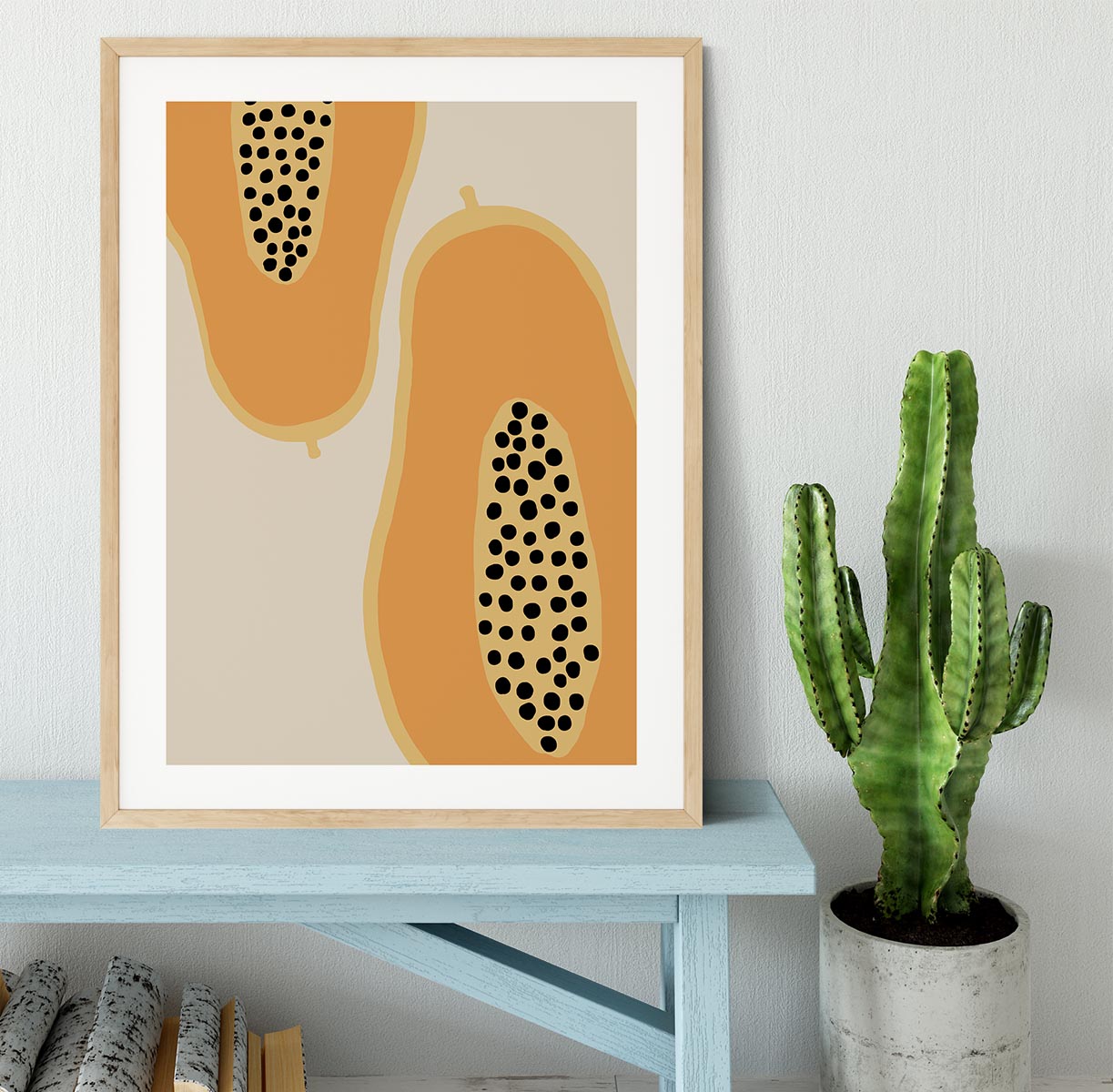 Papaya Minimalist Framed Print - Canvas Art Rocks - 3