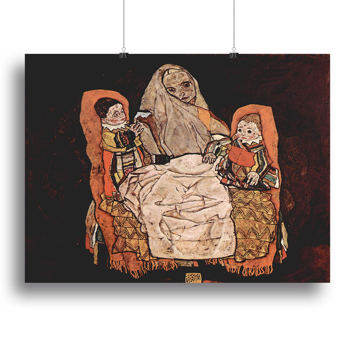 Parent with two children the mother by Egon Schiele Poster - Unframed