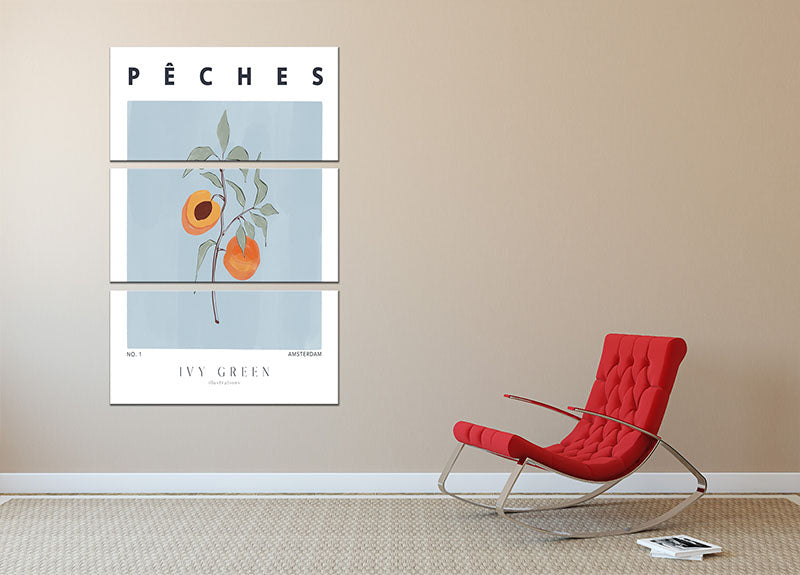 Peaches 3 Split Panel Canvas Print - Canvas Art Rocks - 2