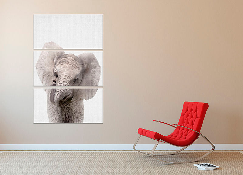 Peekaboo Baby Elephant 3 Split Panel Canvas Print - 1x - 2