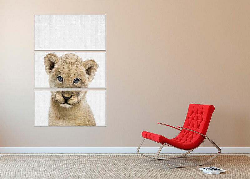 Peekaboo Baby Lion 3 Split Panel Canvas Print - 1x - 2