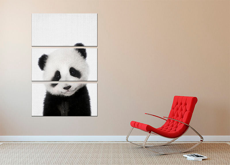 Peekaboo Baby Panda 3 Split Panel Canvas Print - 1x - 2