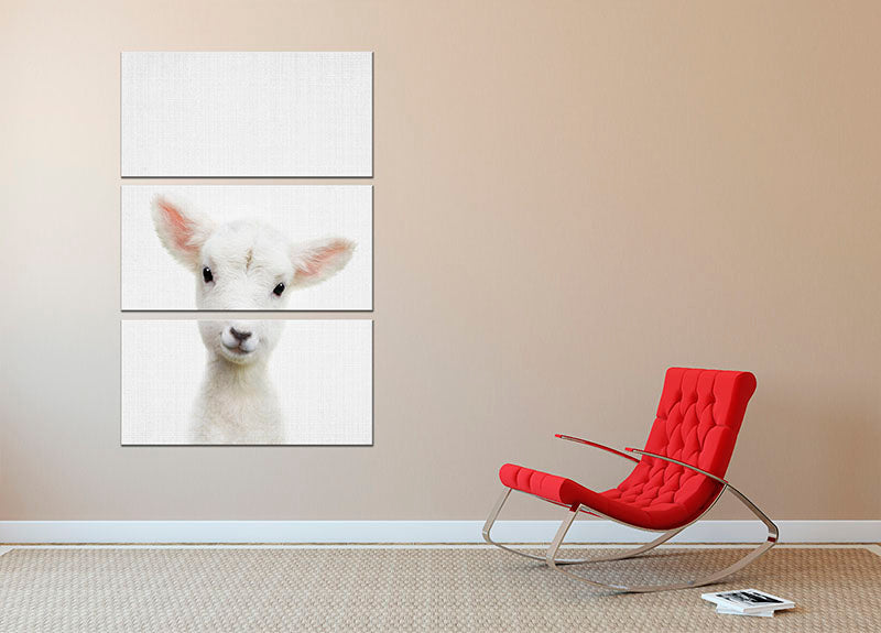 Peekaboo Baby Sheep 3 Split Panel Canvas Print - 1x - 2