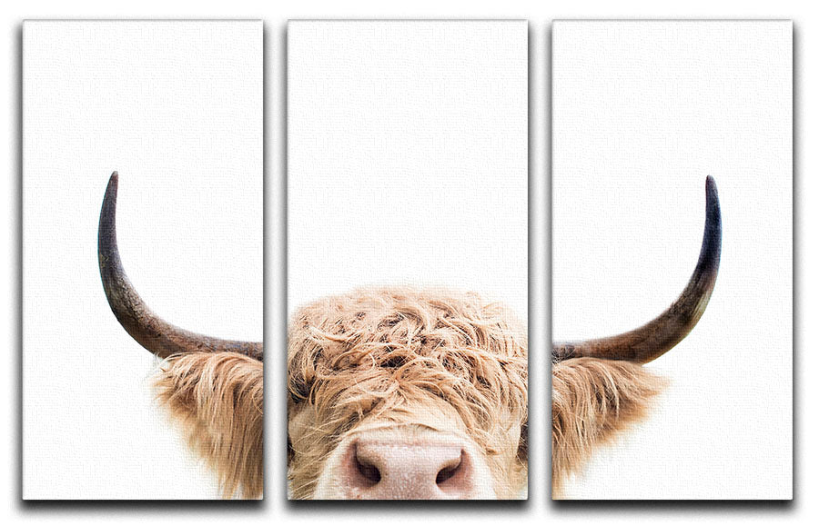 Peeking Cow 3 Split Panel Canvas Print - 1x - 1