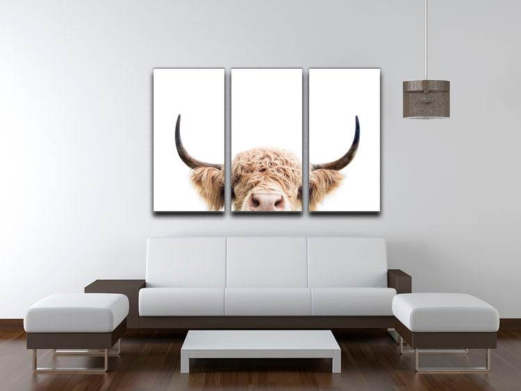 Peeking Cow 3 Split Panel Canvas Print - 1x - 3