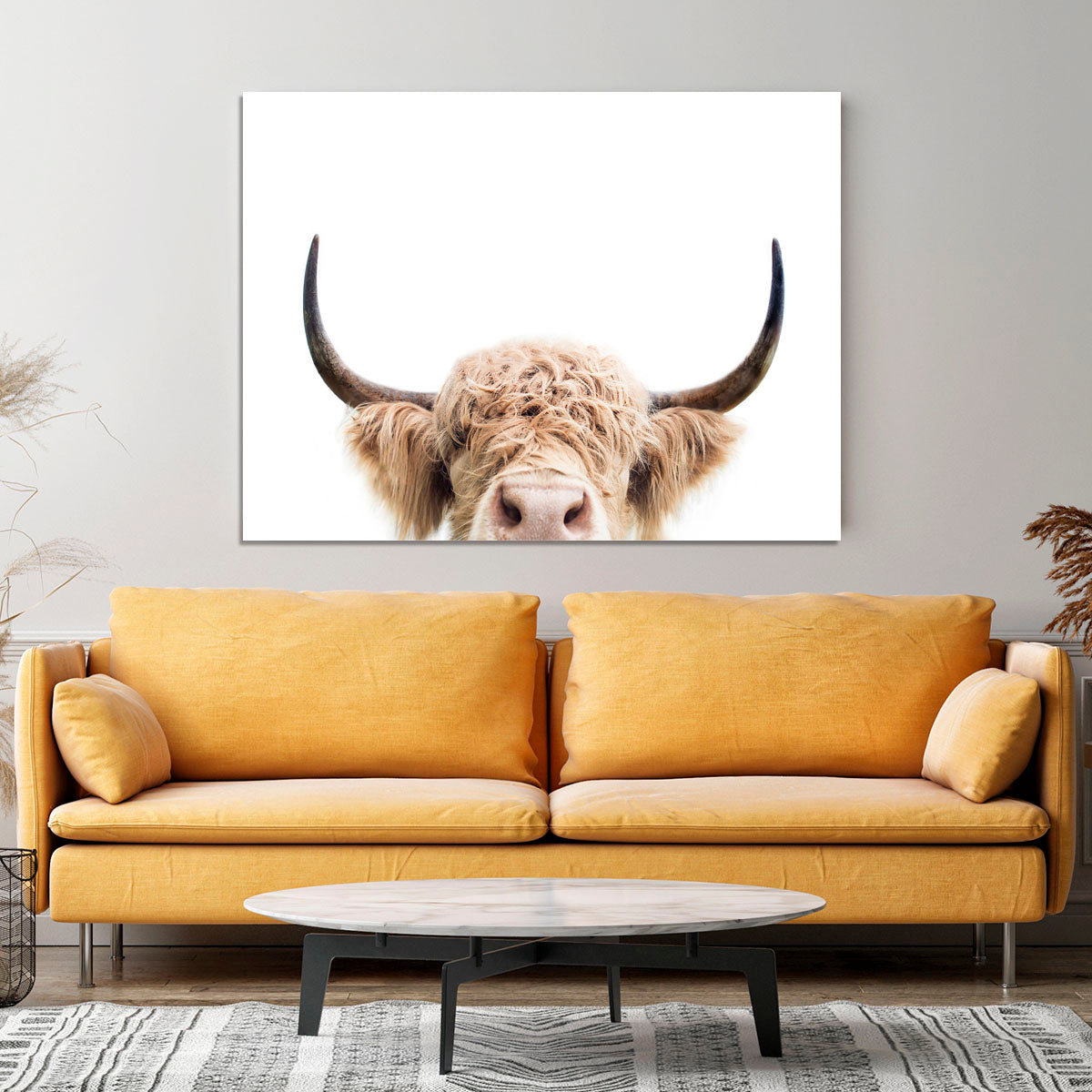 Peeking Cow Canvas Print or Poster - 1x - 4