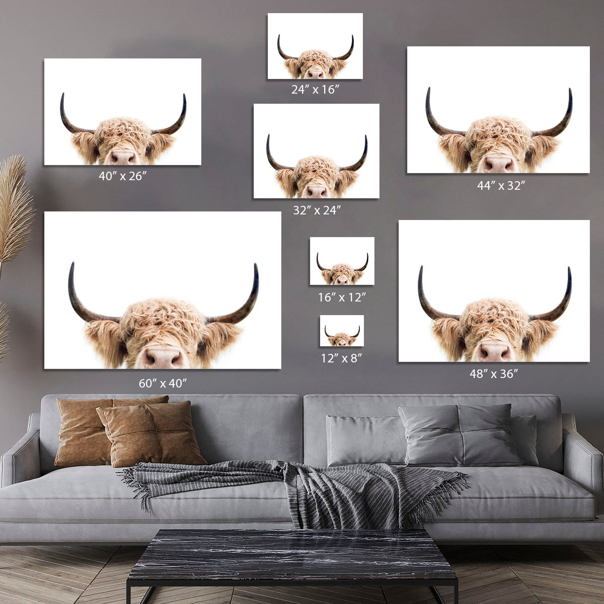 Peeking Cow Canvas Print or Poster - 1x - 7