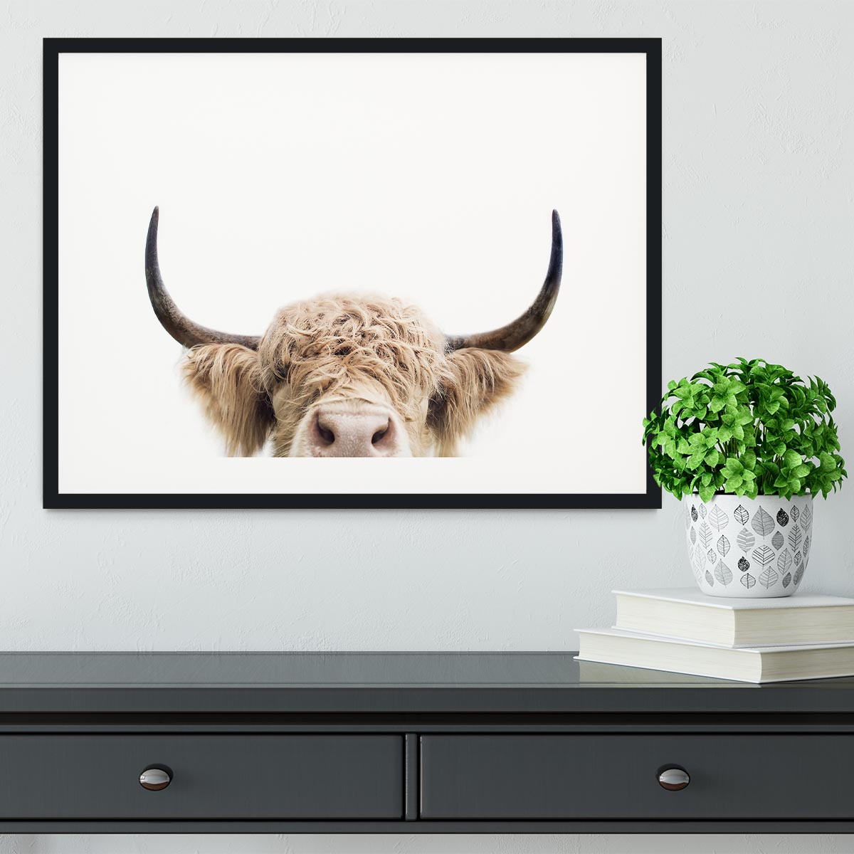 Peeking Cow Framed Print - 1x - 1