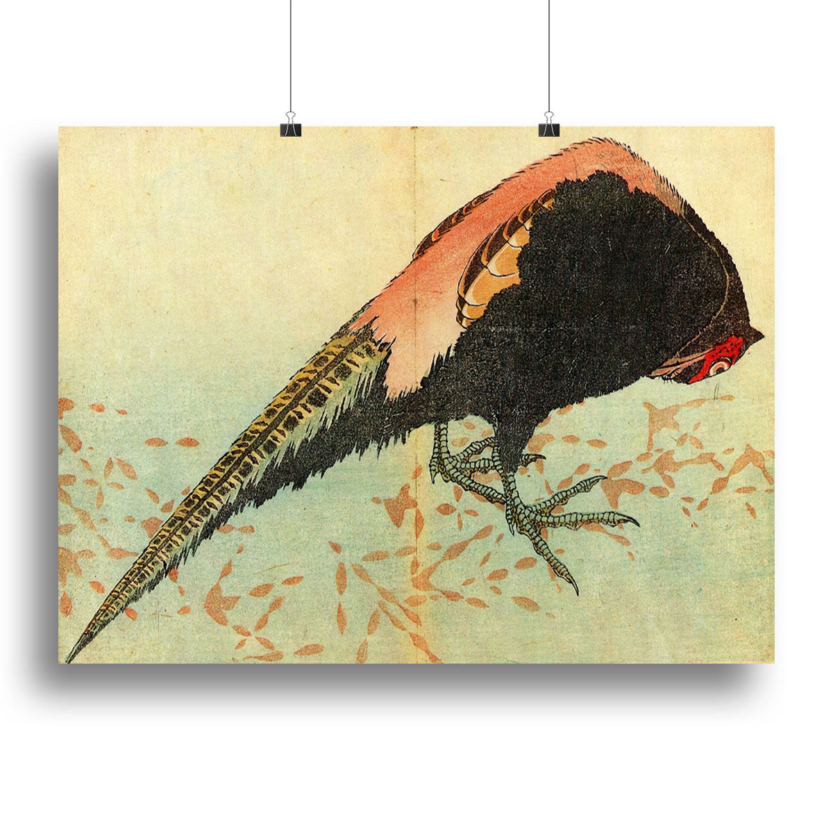 Pheasant on the snow by Hokusai Poster - Unframed