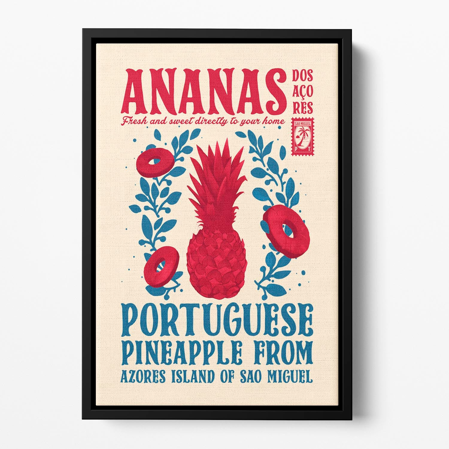 Pineapple kitchen print Floating Framed Canvas - Canvas Art Rocks - 2