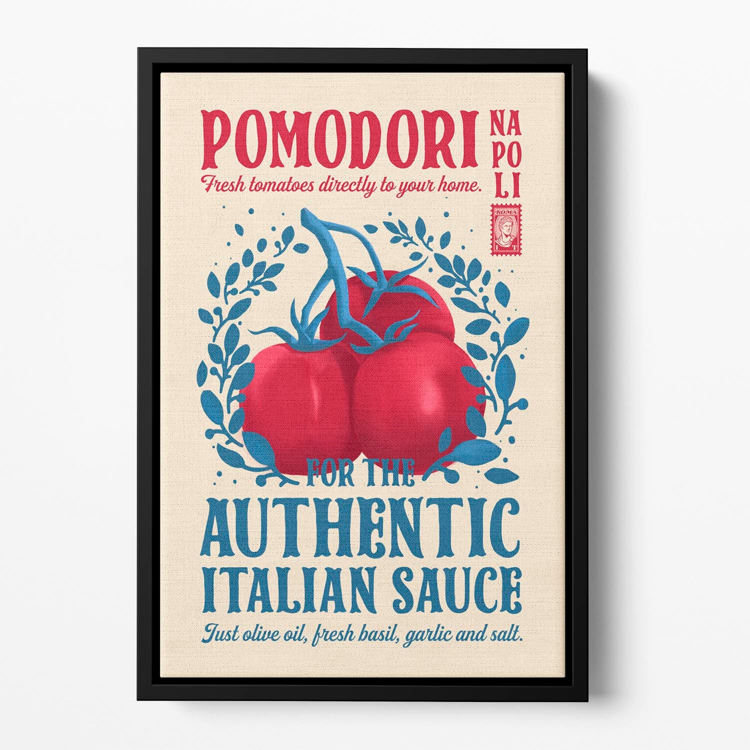 Pomodori Kitchen print Floating Framed Canvas - Canvas Art Rocks - 2