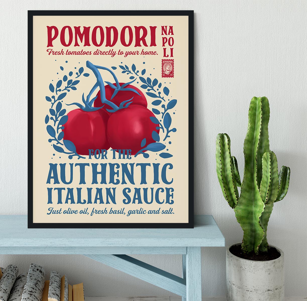 Pomodori Kitchen print Framed Print - Canvas Art Rocks - 2