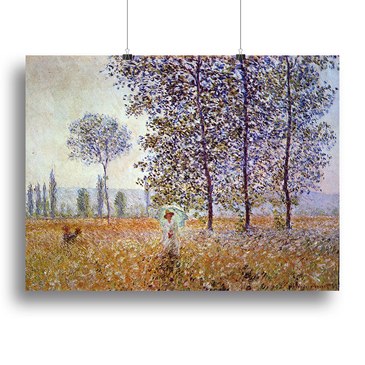 Poplars in the sunlight by Monet Poster - Unframed