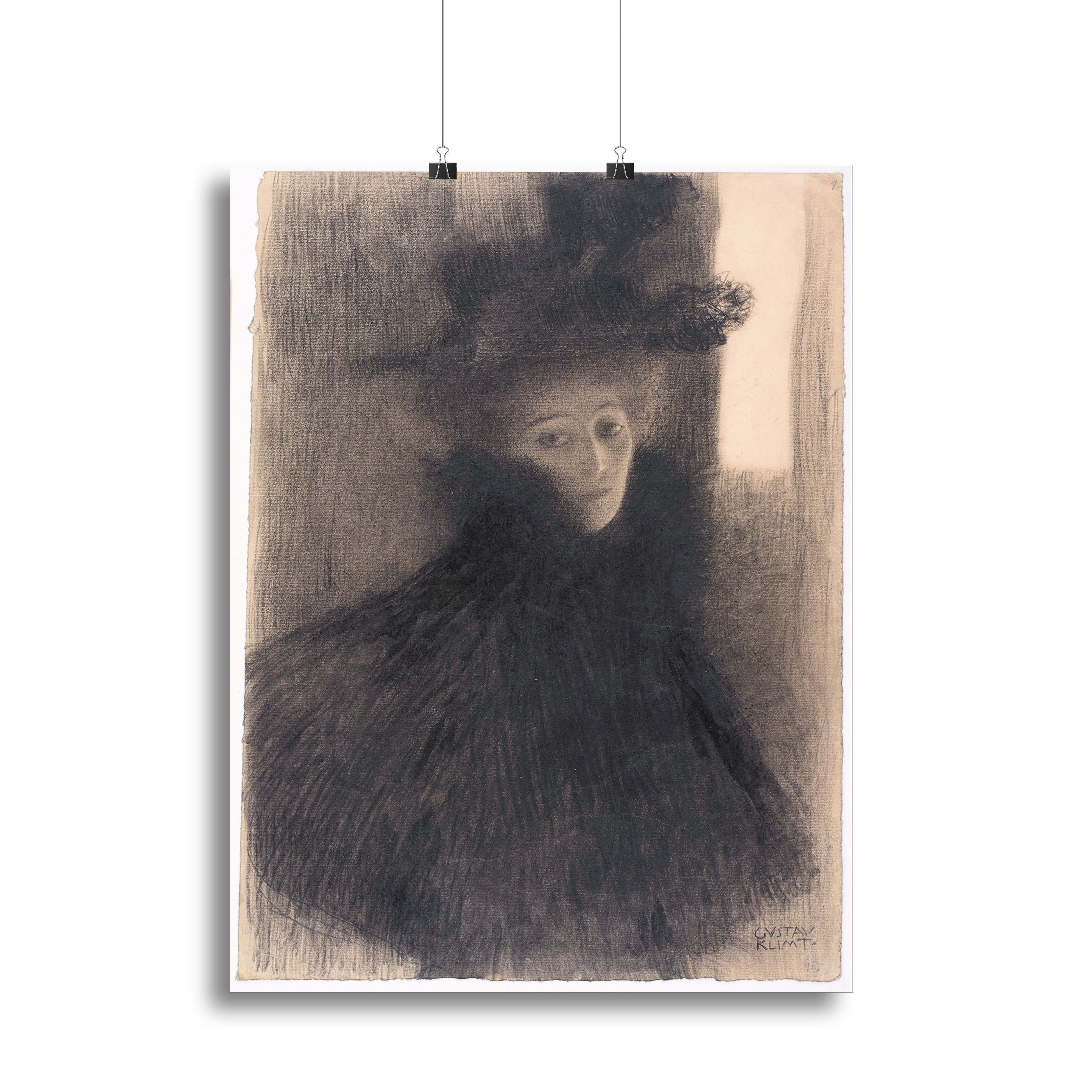 Portrait of a Lady with Cape and Hat by Klimt Poster - Unframed