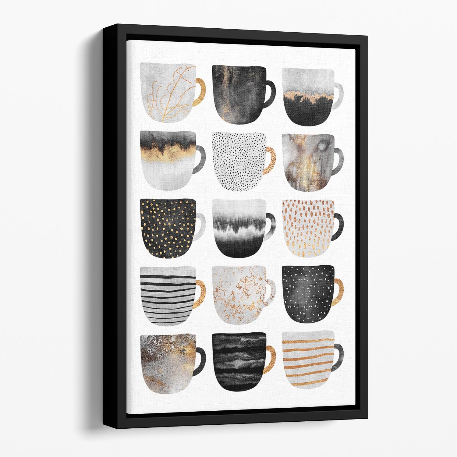 Pretty Coffee Cups Floating Framed Canvas - Canvas Art Rocks - 1