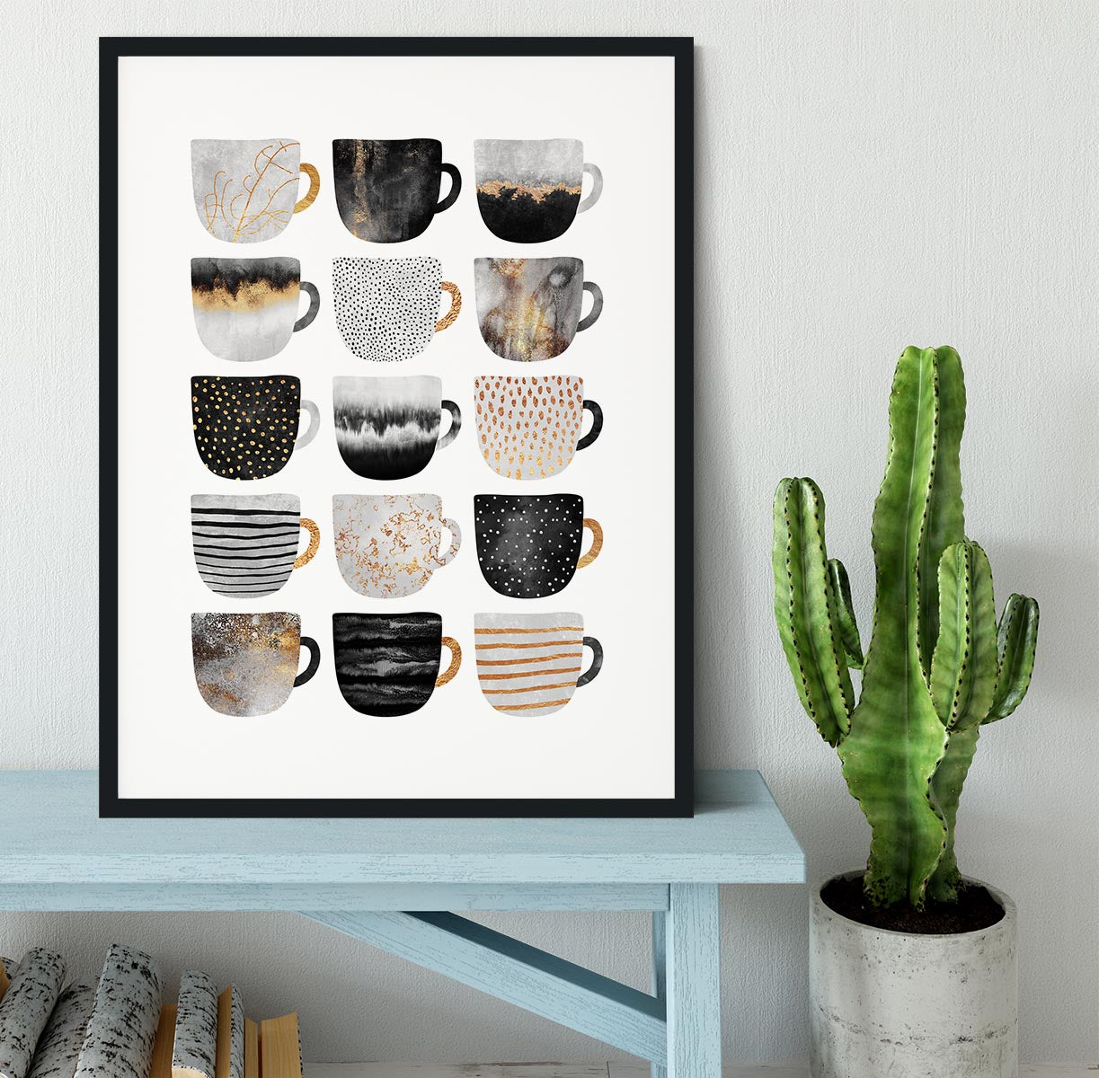 Pretty Coffee Cups Framed Print - Canvas Art Rocks - 1