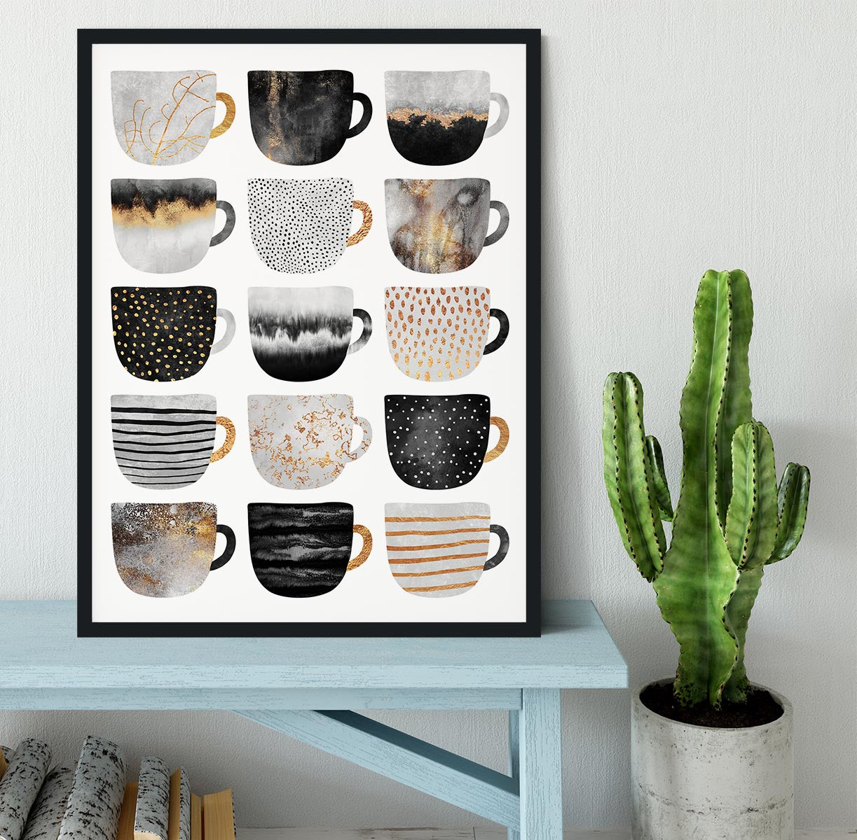 Pretty Coffee Cups Framed Print - Canvas Art Rocks - 2