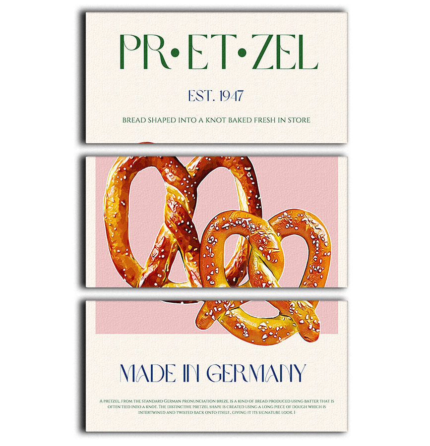 Pretzel Print 3 Split Panel Canvas Print - Canvas Art Rocks - 1