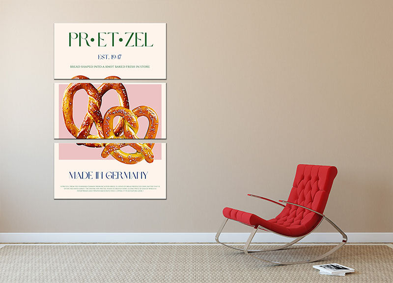 Pretzel Print 3 Split Panel Canvas Print - Canvas Art Rocks - 2