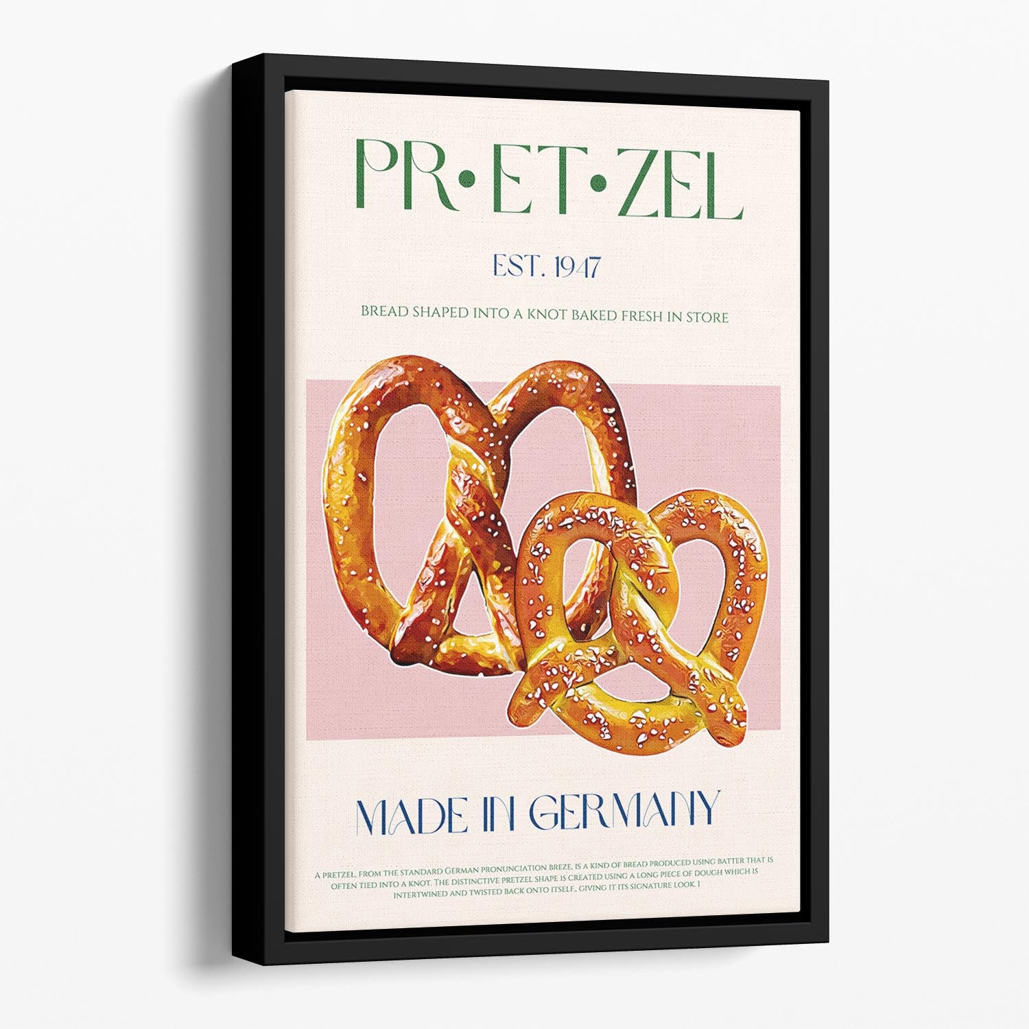 Pretzel Print Floating Framed Canvas - Canvas Art Rocks - 1