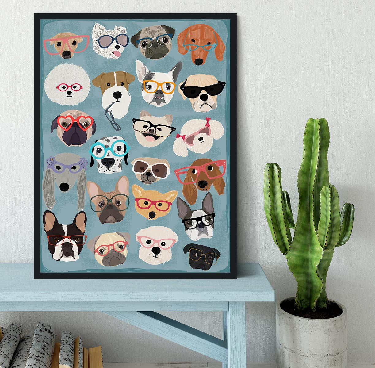 Puzzle Dogs In Glasses Framed Print - 1x - 2