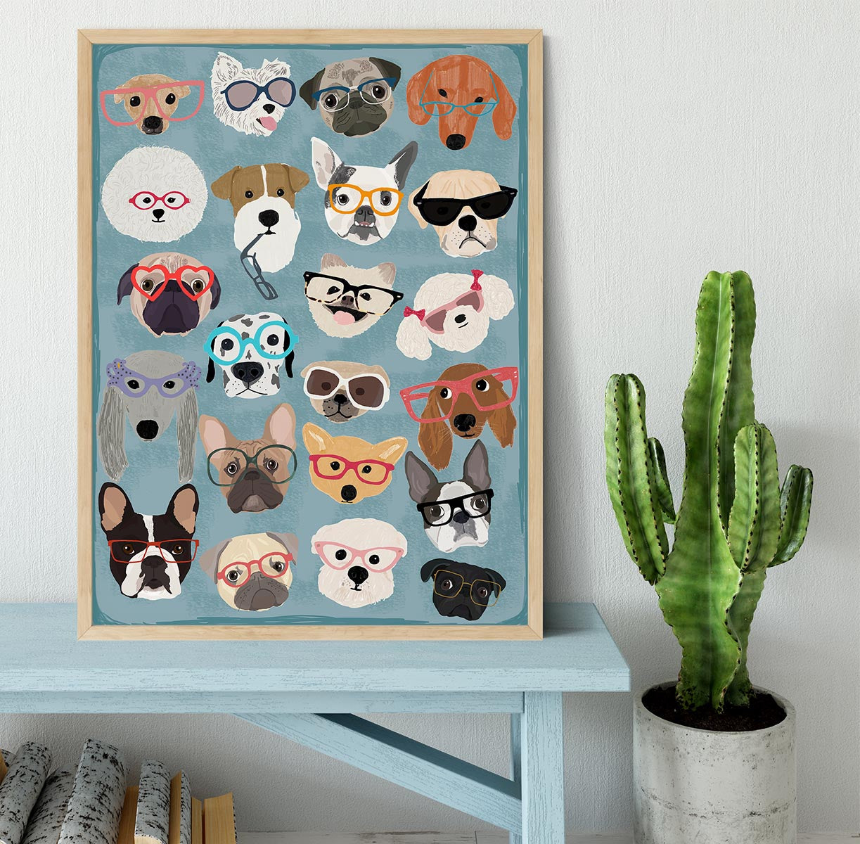 Puzzle Dogs In Glasses Framed Print - 1x - 4