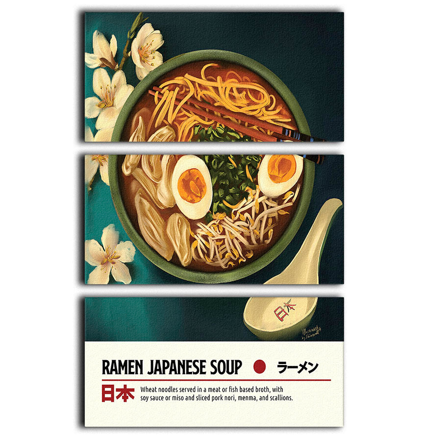 Ramen 3 Split Panel Canvas Print - Canvas Art Rocks - 1